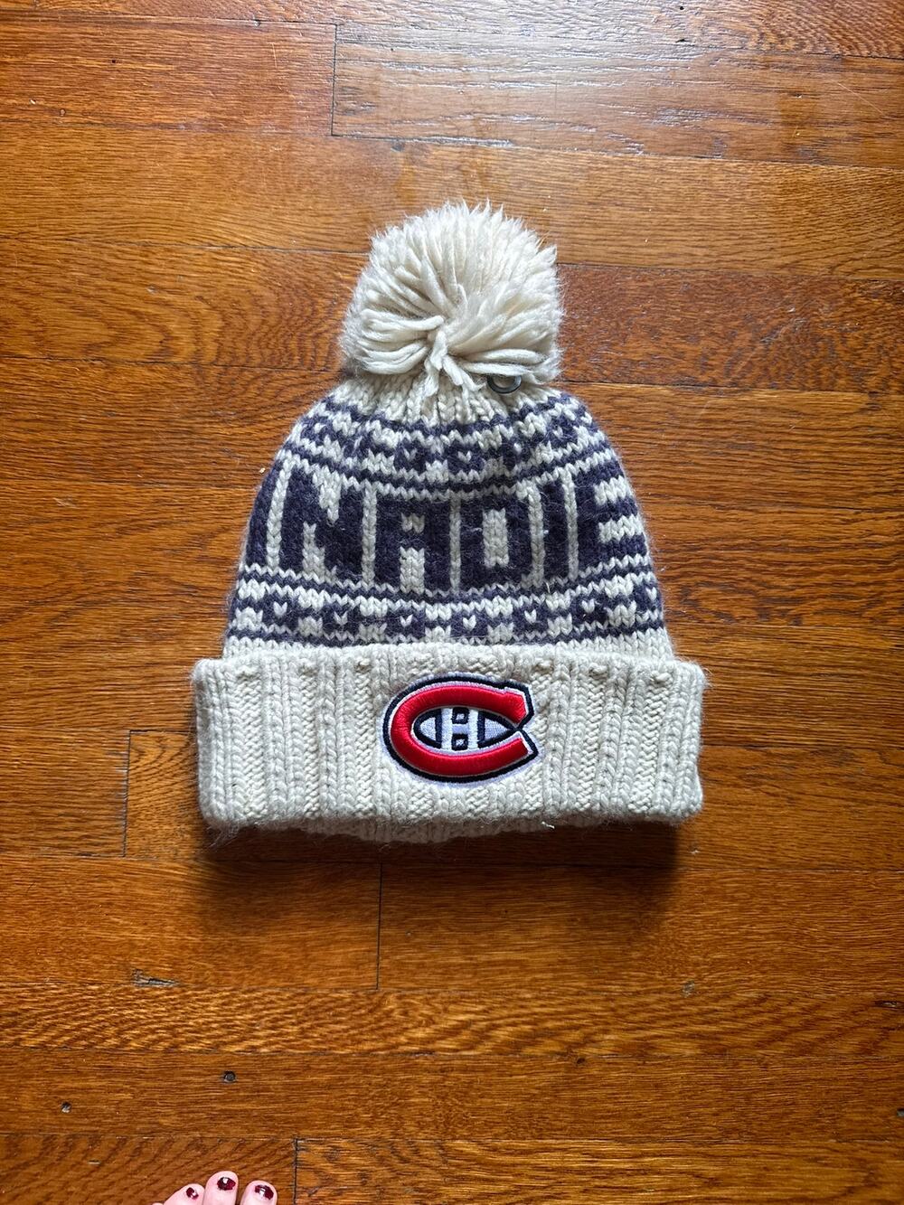 Montreal Canadiens NHL New Era White Winter Pom Hat